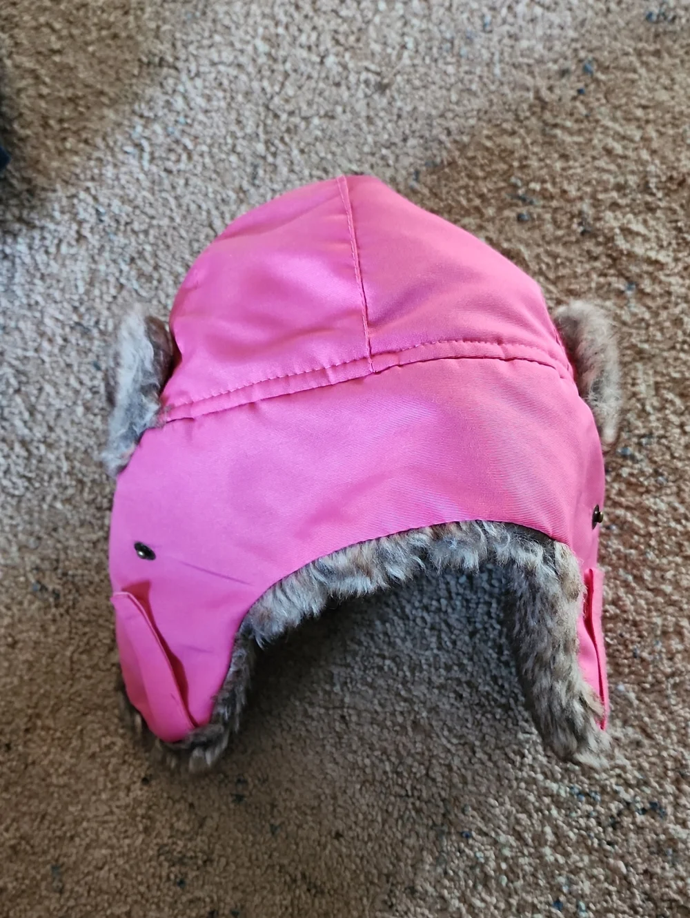 Kids Pink Faux Fur Trapper Hat